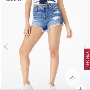 Aeropostale Super High Waisted Light Wash Distressed Denim Cheeky Shorts